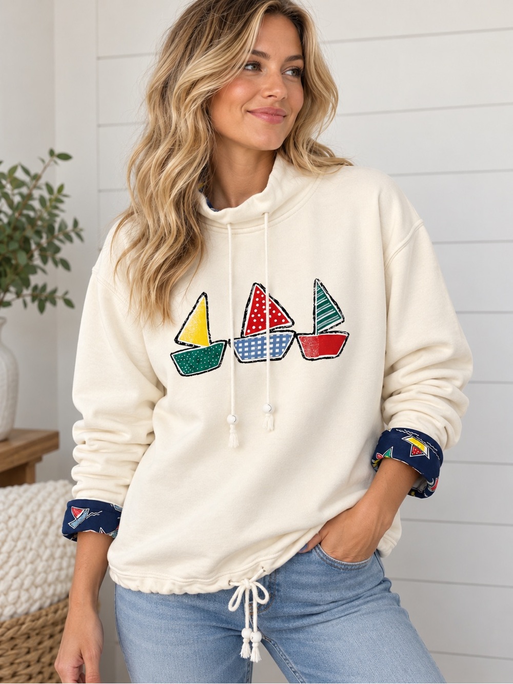 Vintage ID Sport Medium Nautical Sailboat Sweatshirt